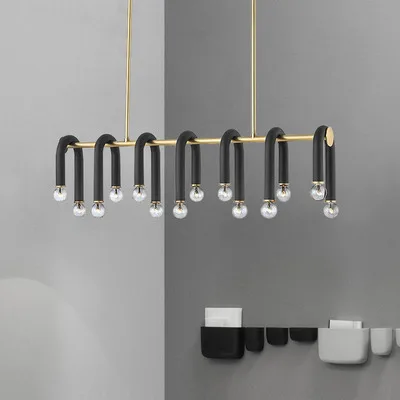 Postmodern Art Creativity U-shaped Tube Lighting Fixtures Nordic Style Study Bedroom Minimalist Model Room Pendant Light