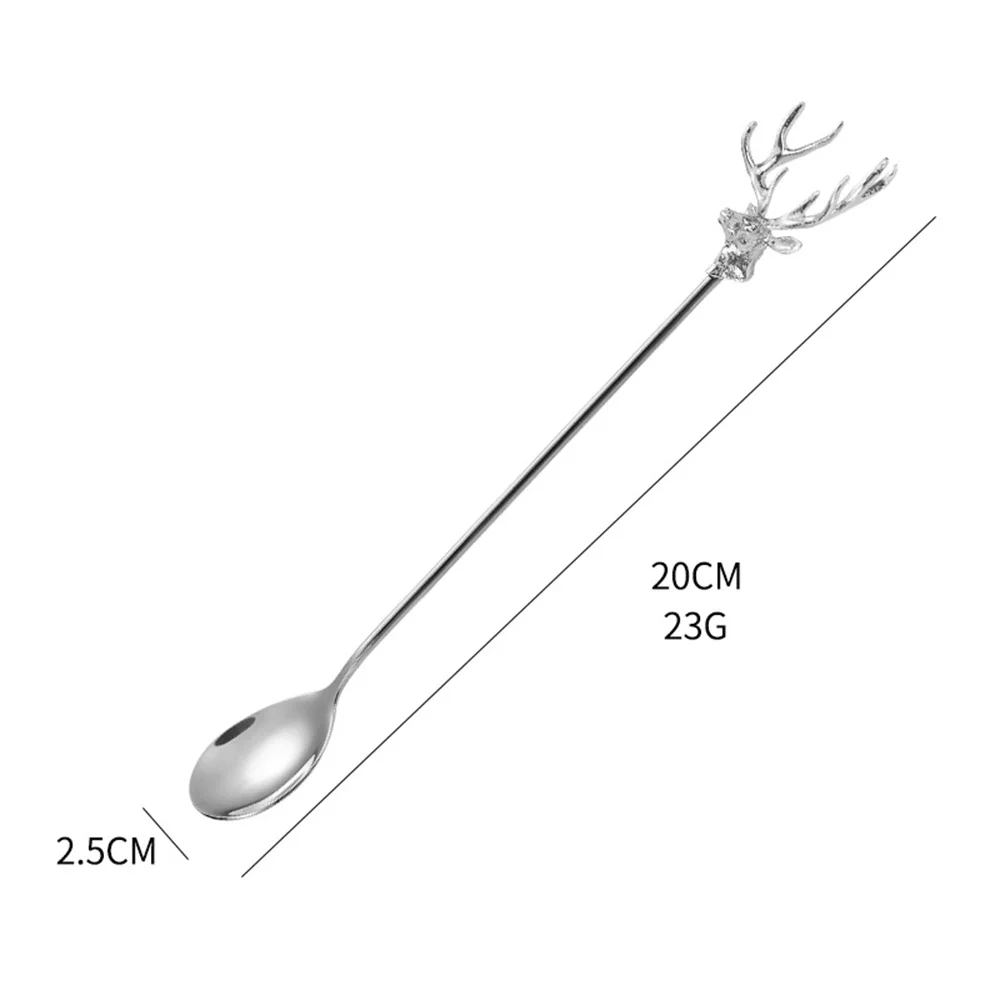 4-1pcs Stainless Steel Antlers Coffee Stirring Spoon Teaspoon Cake Dessert Ice Cream Spoon Fork Fruit Fork Kitchen Tableware