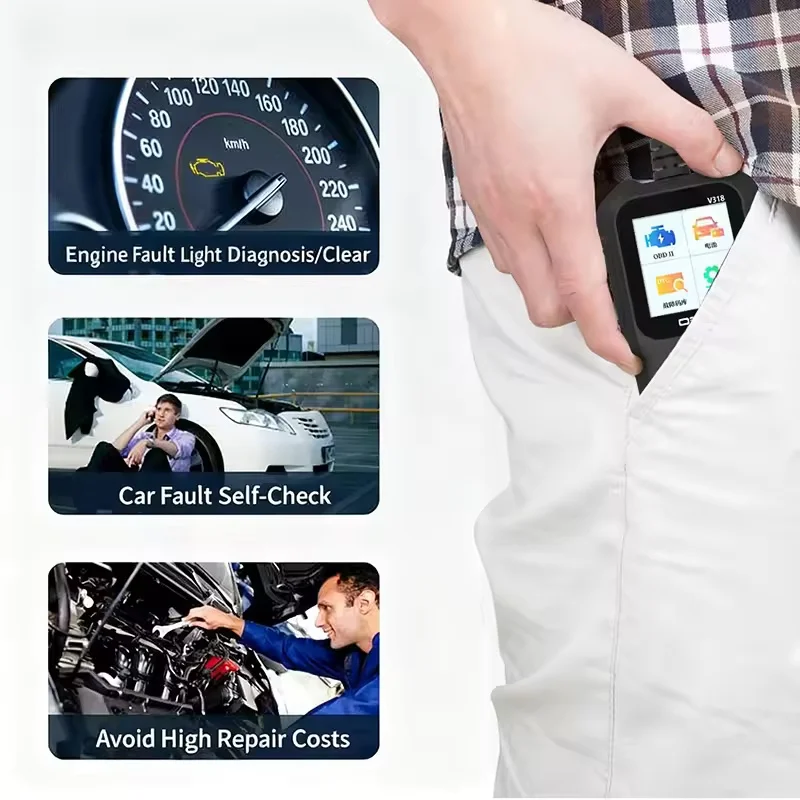 V318 OBD2 Scanner Color Screen Car Engine Fault Code Reader 35901 Codes OBDII Diagnostic Tool Battery Test For 2007+ Vehicles