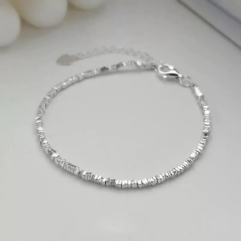 

925 Sterling Silver Chain Link Bracelet Fashion Broken Silver Composed Of Different Particle Shapes Jewelry Women Gift