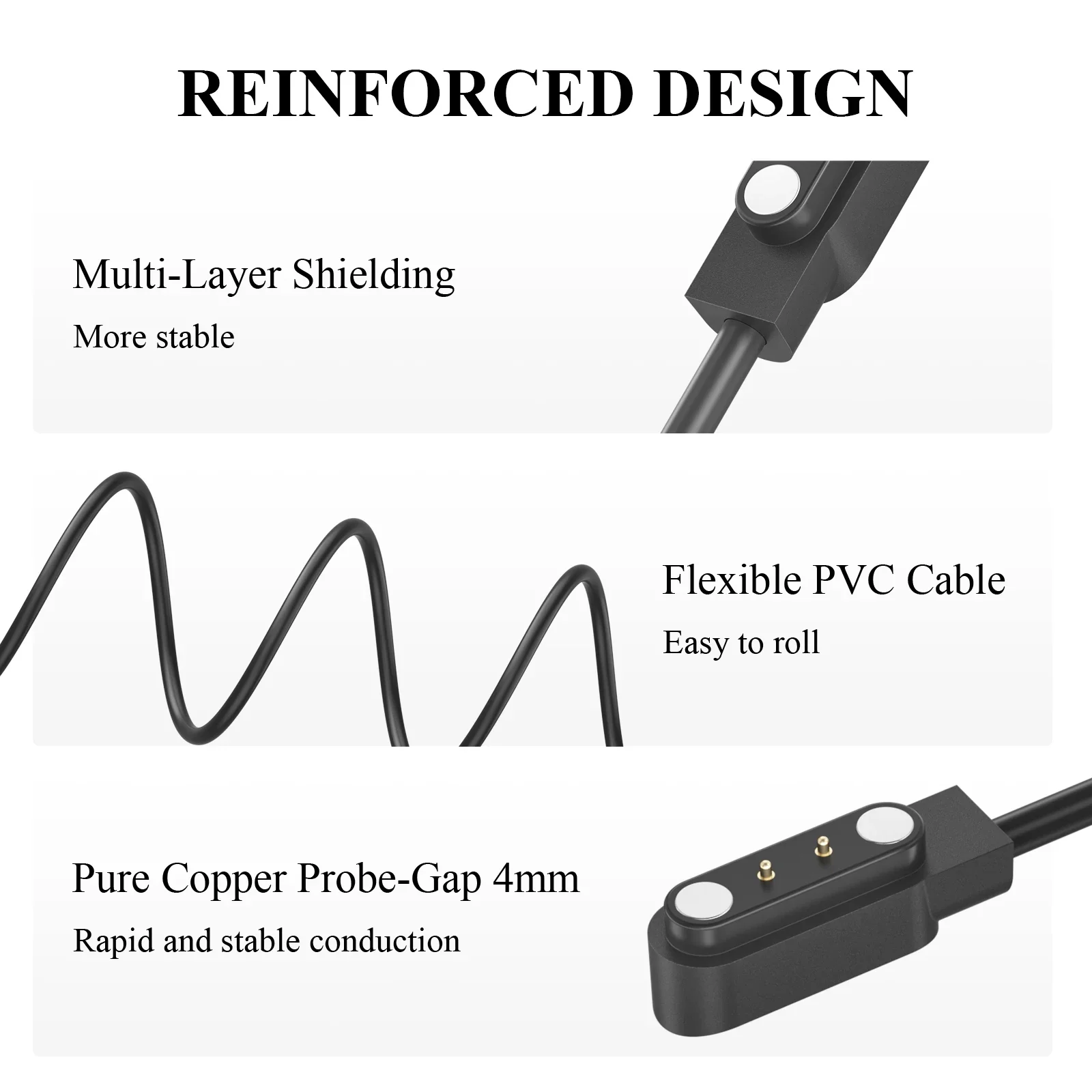 USB Charging Cable For Xiaomi Haylou RT LS05S/YAMAY SW022/MI IMILAB KW66/Haylou Sloar LS05/Ticwatch CXB01 Smart Watch Charger