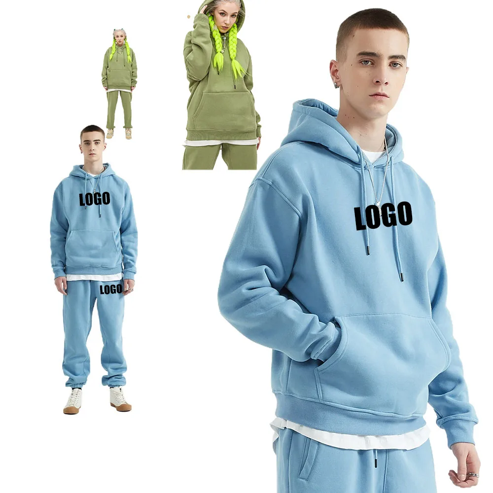 

Мужской и женский осенне-зимний новый свитер с капюшоном 345G, флисовый утепленный свитер, корсетные брюки, комплект из двух предметов для пары