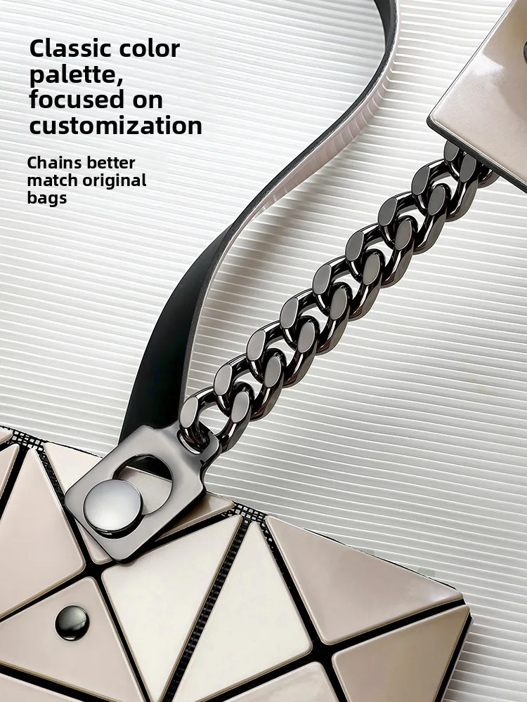 Diamond Extended Chain Shoulder Strap Belt Six Grids Milk Tea Color Single Shoulder Bag Modification Accessory Alloy Buckle