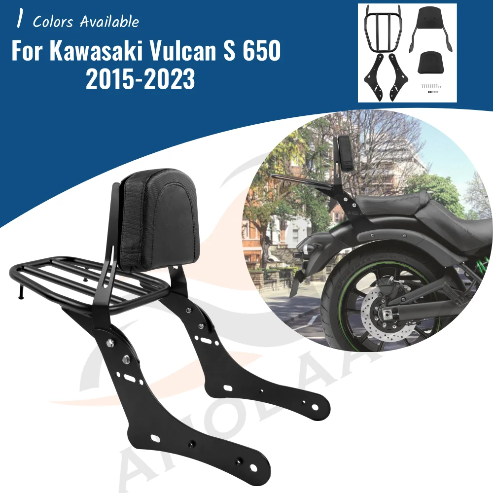 Rear Luggage Rack Support Backrest Sissy Bar Handle Passenger Seat For Kawasaki Vulcan S 650 VN650 EN650 VN EN S650 2015-2024