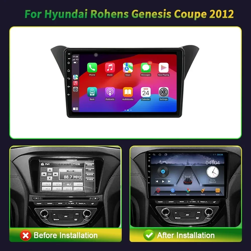 For Hyundai Rohens Genesis Coupe 2012 Car Radio Screen Stereo Multimedia Navigation Video player GPS Wireless Carplay 5G WIFI