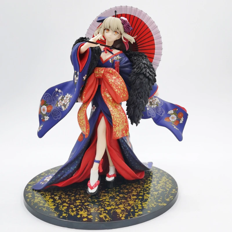 27cm Movie Fate/stay night Anime Figure Altria Pendragon Action Figure Heaven\'s Feel Saber Alter Kimono Collection Model Toys