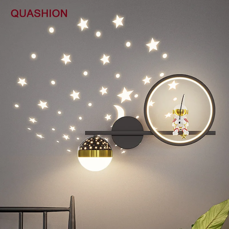 Crianças modernas luz de parede cabeceira interior para o quarto decorações para casa luminária led estrela escurecimento três cores sala estar