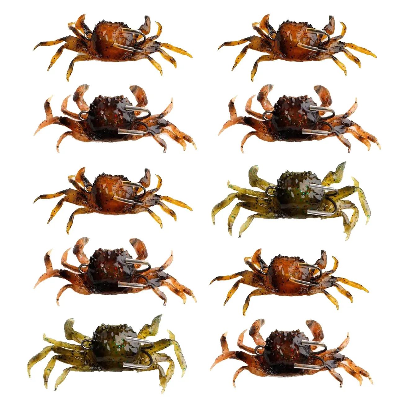 【CYBER MONDAY】10PCS Artificial Crab Baits 3D Simulation Crab Lures with Hooks Sea Fishing Crab Bait Traps Fishing Accessories
