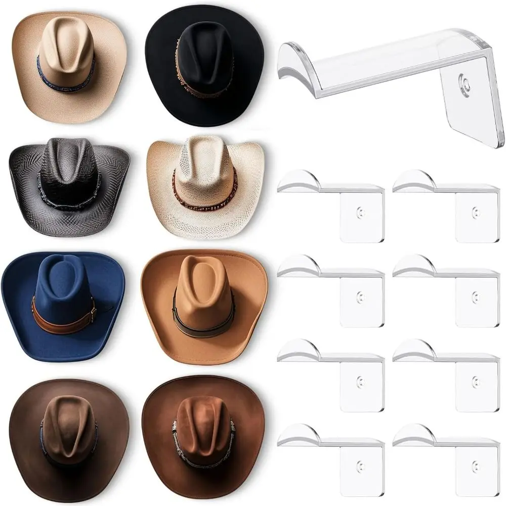 3Pcs Hat Hooks for Wall Cowboy Hat Rack Strong Adhesive Cap Holder Baseball Caps Display Organizer for Closet Door Bedroom