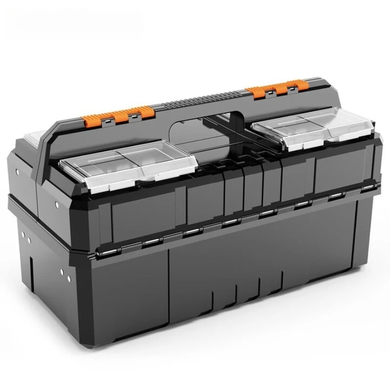 

Multi-layer folding toolbox Double open storage box Large portable electrician storage box Household hardware car empty box