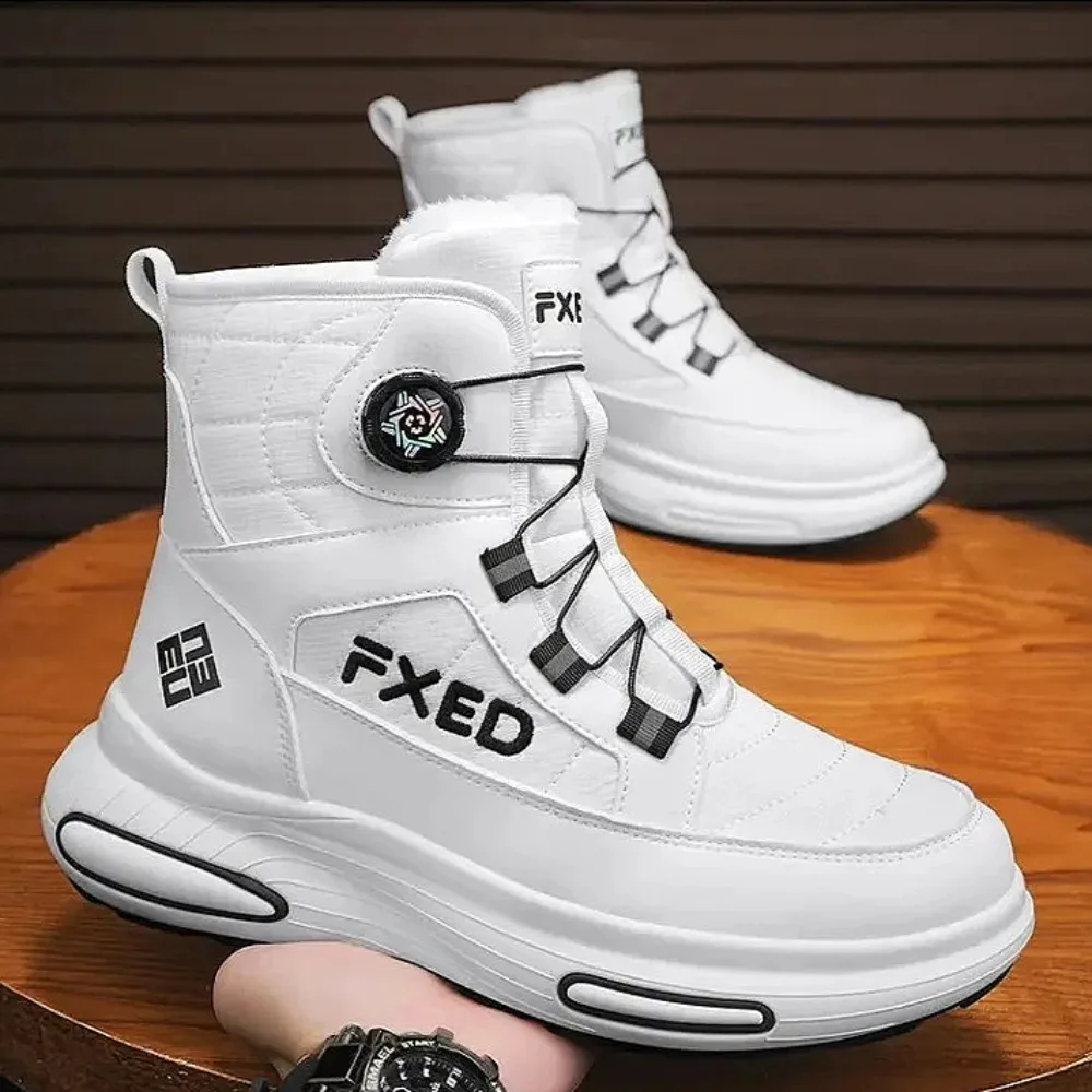 2026 جودة عالية حذاء الثلج عالي الرقبة دافئ أحذية الشتاء الجديدة الدانتيل متابعة مريحة حذاء من الجلد في الهواء الطلق مقاوم للماء أحذية التنزه