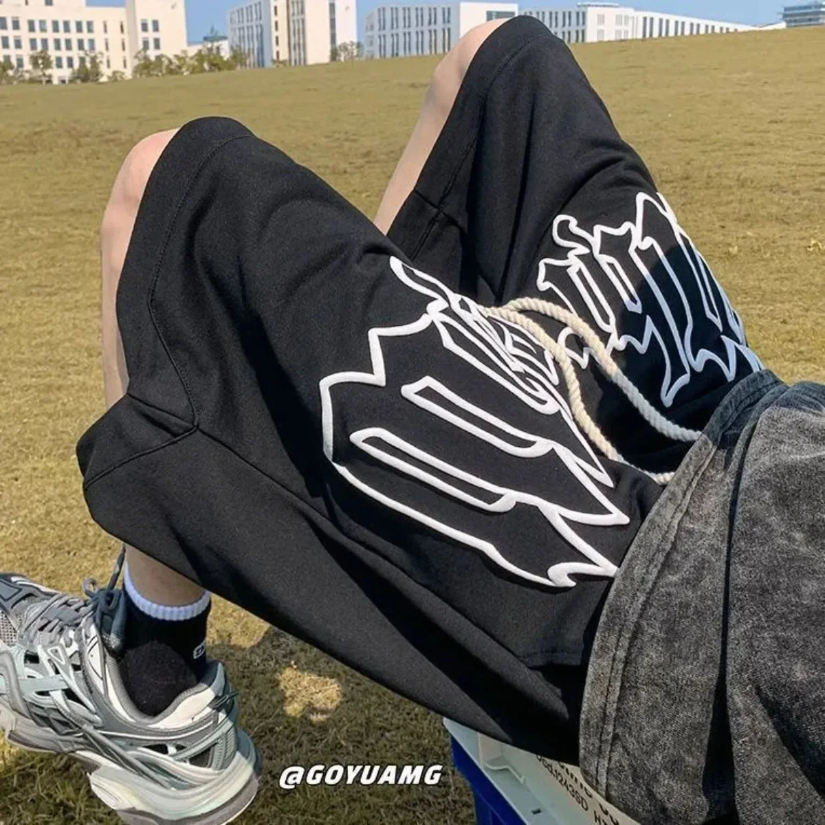 Celana Pendek Pria Santai Longgar 2025 Celana Pantai Pria Celana Panjang Warna Solid Tali Serut Celana Basket Pakaian Olahraga Pria