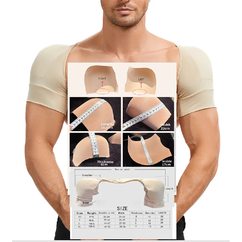 Men Shoulder Pad BRA Short Sleeves Padded Tank Top Shirt Soft Underwear Underarm Sweat Vest