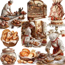 20Pcs/Pack Vintage Bakery Sticker DIY Craft Scrapbooking Album Junk Journal Decorative Stickers