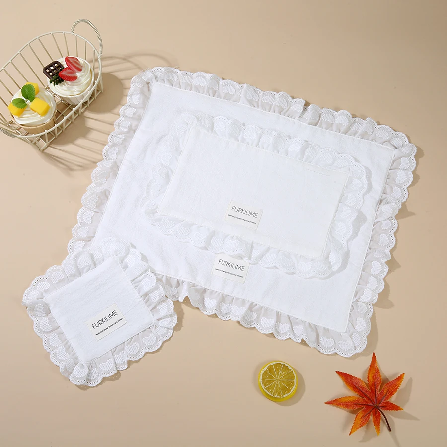 Lace Placemats for Table Cotton Napkins for Plates Soft Flounced Wedding Decoration House Warming Gift Table Decor Party