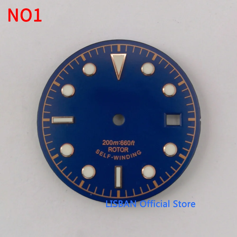 30.5mm Black Blue Sterile Luminous Dial fit NH35 ETA 2824 2836 Miyota 8215 821A Mingzhu DG2813 3804 ST1612