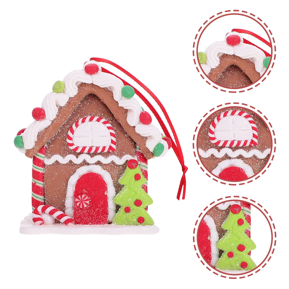 2 Pcs Christmas Gingerbread House Hanging Decor from Ceiling Tree Pendant Decorations Vintage