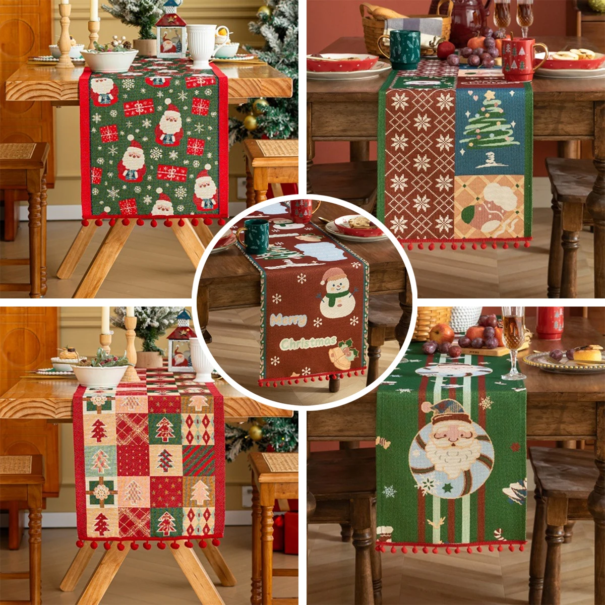 

1 Piece Snowman Xmas Tree Home Dining Table Cover 2025 Christmas Table Runner Tablecloth Navidad Noel Christmas Decorations 2026