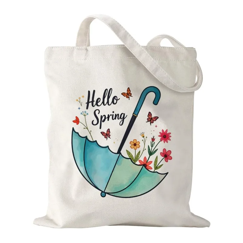 Tulip Flower Canvas Tote Bag 2026 Spring Garden Women Large Capacity Shopping Bag Reusable Eco Friendly Daily Travel Handbag