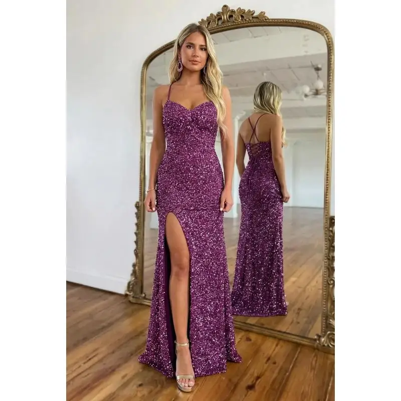 babyonline-abiti-da-sera-viola-con-paillettes--abito-con-scollo-a-v-profondo-e-spacco-alto-per-gala-matrimoni-e-red-carpet-2026-nuovo