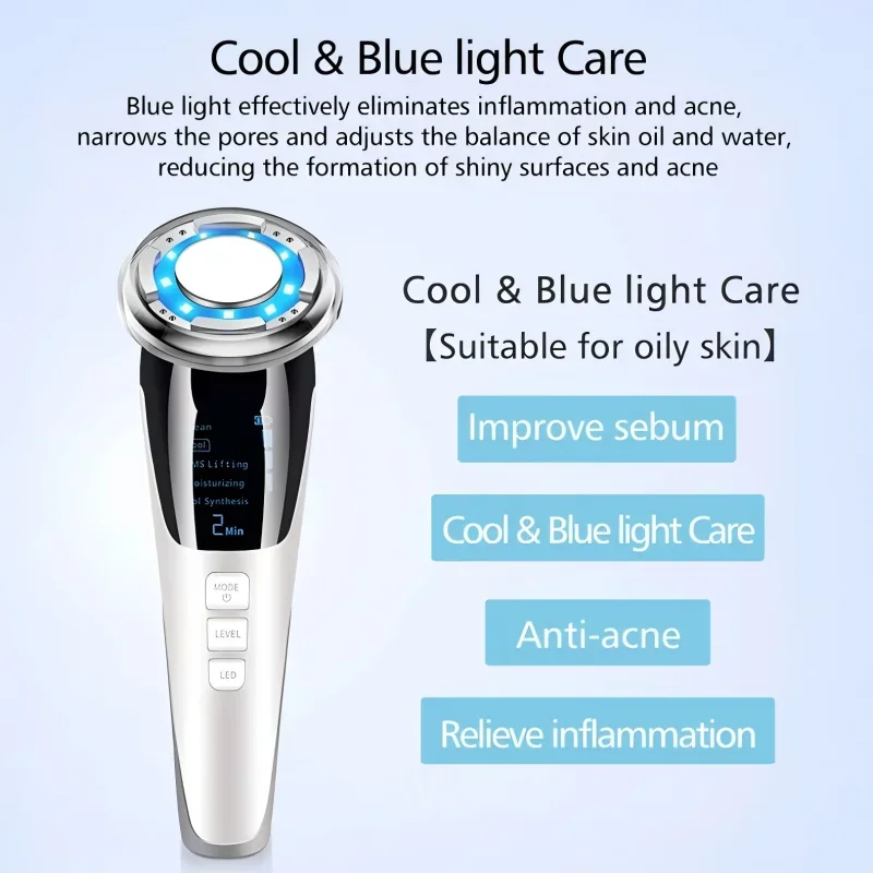 4 in 1 Warming และ Cooling Microcurrent อุปกรณ์บํารุงผิวหน้าสีแดงสีฟ้า Photon Face คอนวดชุดสําหรับความงาม Skin Care ที่บ้าน