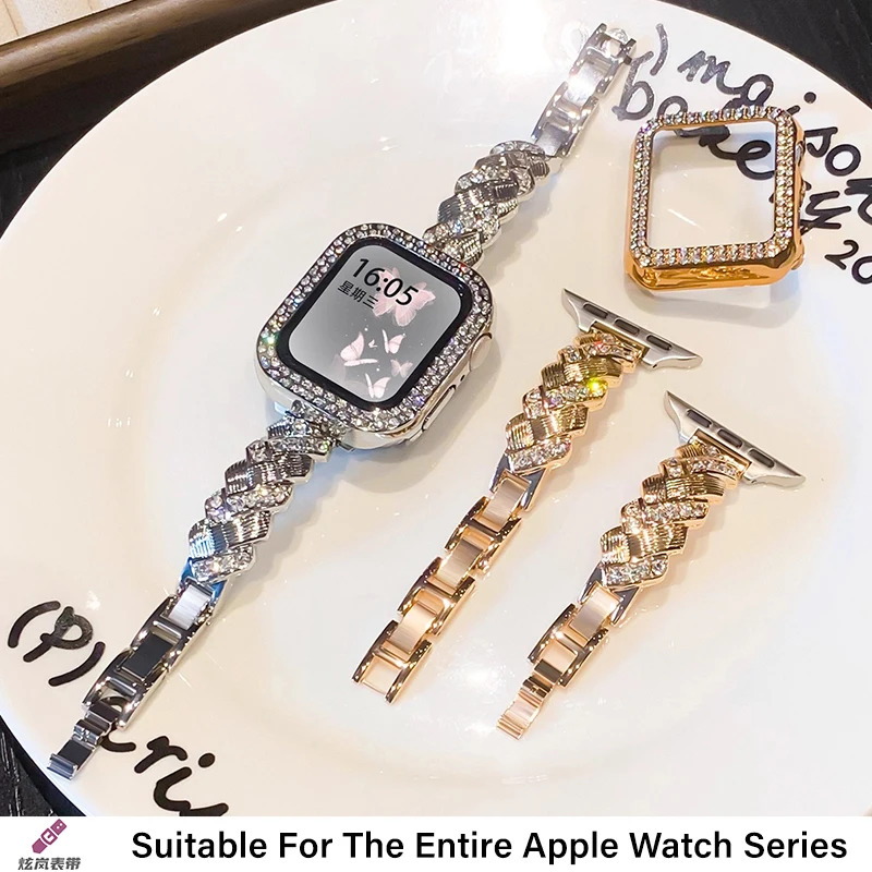 Bracciale da donna per Apple Watch cinturino in metallo con cinturino in diamanti per iWatch serie 10 9 8 7 SE Ultra 49mm 42mm 46mm 41mm 38mm 40mm 45mm