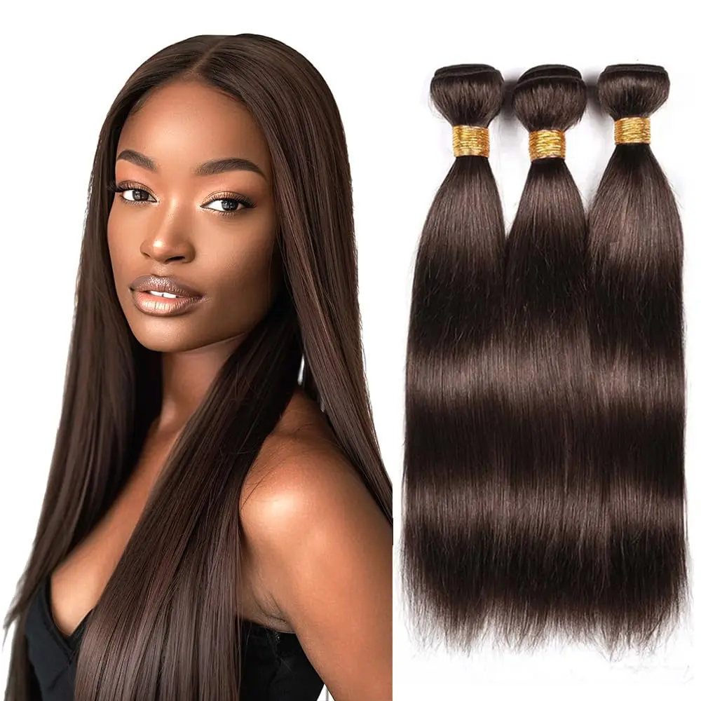 

Color 4 Brown Straight Bundles Human Hair Dark Brown Human Hair Bundles Brazilian Unprocessed Virgin Weave No Tangle Hair