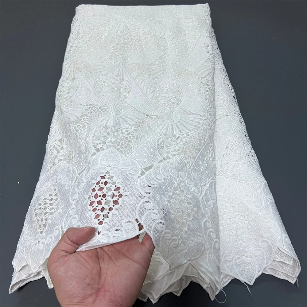 

2025 новейшее высококачественное африканское нигерийское платье с тюлем, кружевная ткань, гипюровое платье с вышивкой, блестки, 5 ярдов, ZJ048