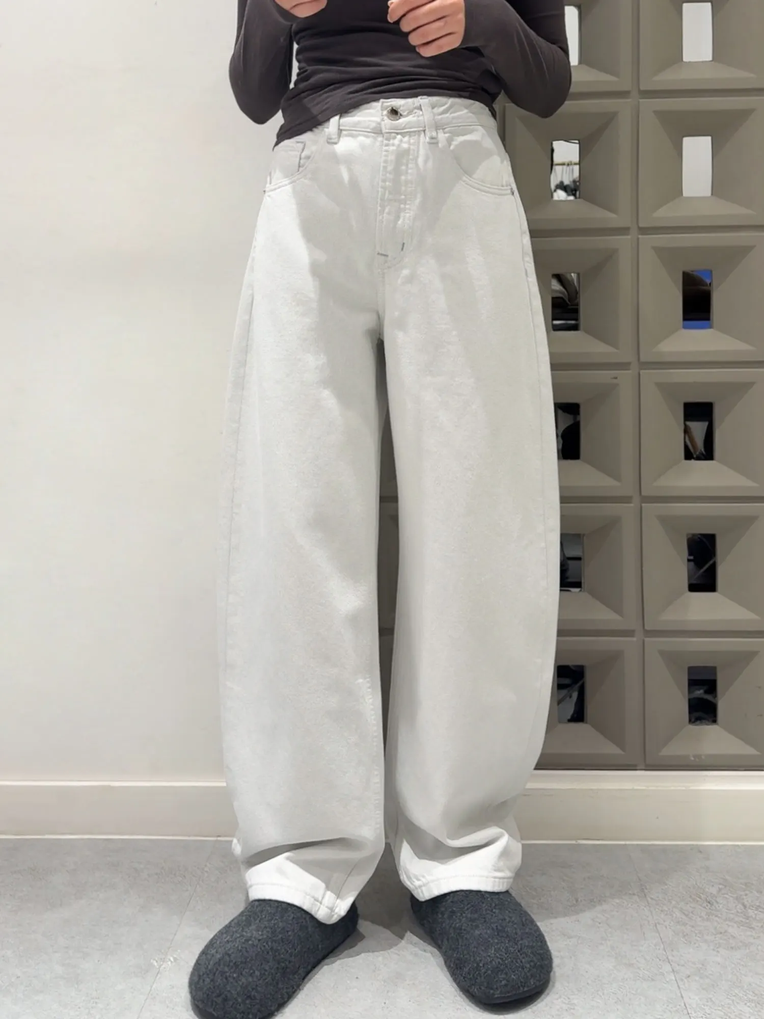 

Джинсы Noxiao La Authentic Winter 2025: Новинка, свободный крой, повседневные, с подкладкой, высокая талия, хлопок, на молнии, в корейском стиле.