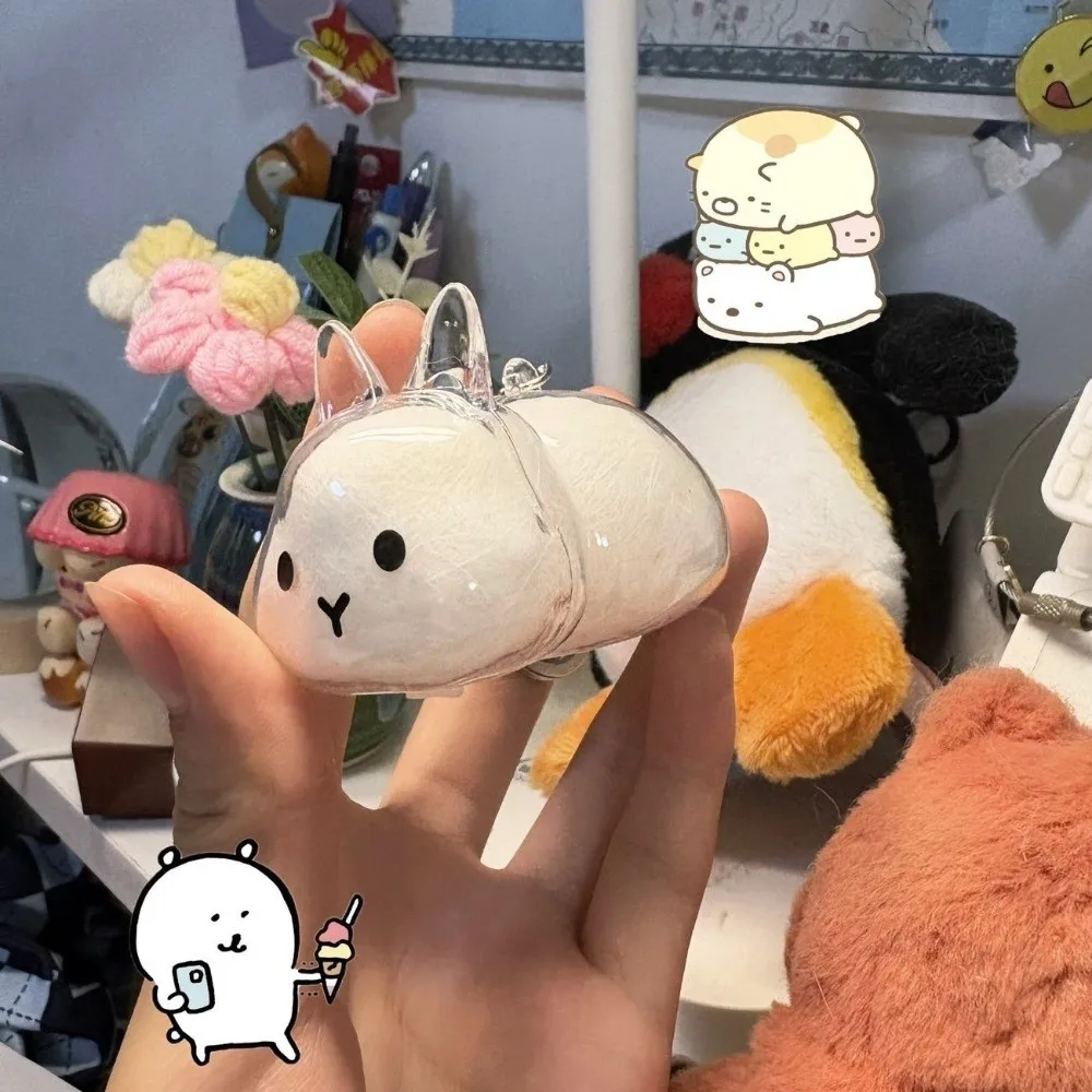 New Special Rabbit Hair Storage Box Miniature Size Cute Transparent Pendant Rabbit Shape Keychain Bag Gift Giving