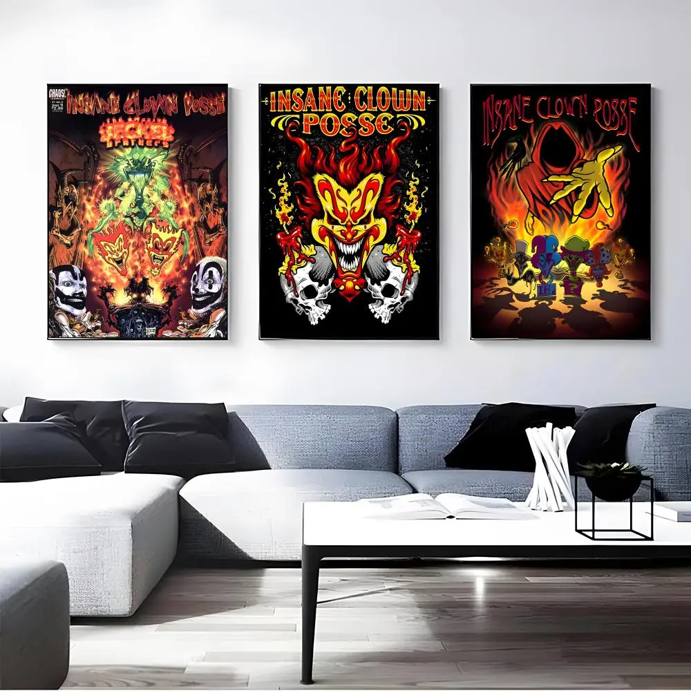 Art Crazy Clown Groups Poster Self-adhesive Art Waterproof Paper Sticker Coffee House Bar Room Wall Decor