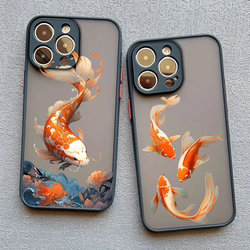 Fish Carp Sea Wave Phone Case For iPhone 16 13 14 11 12 15 Pro Max X XR XS 7 8 Plus SE 2020 15 14 Plus 13 12 Mini Back Covers