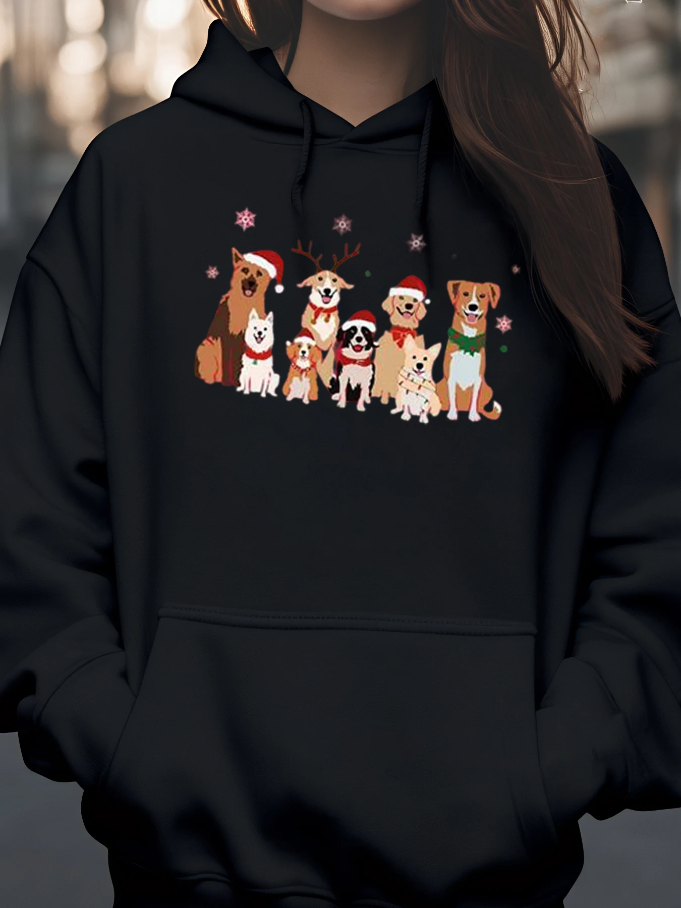 Christmas Dogs Pattern Holiday Sweatshirt Casual Wear for Women and Men