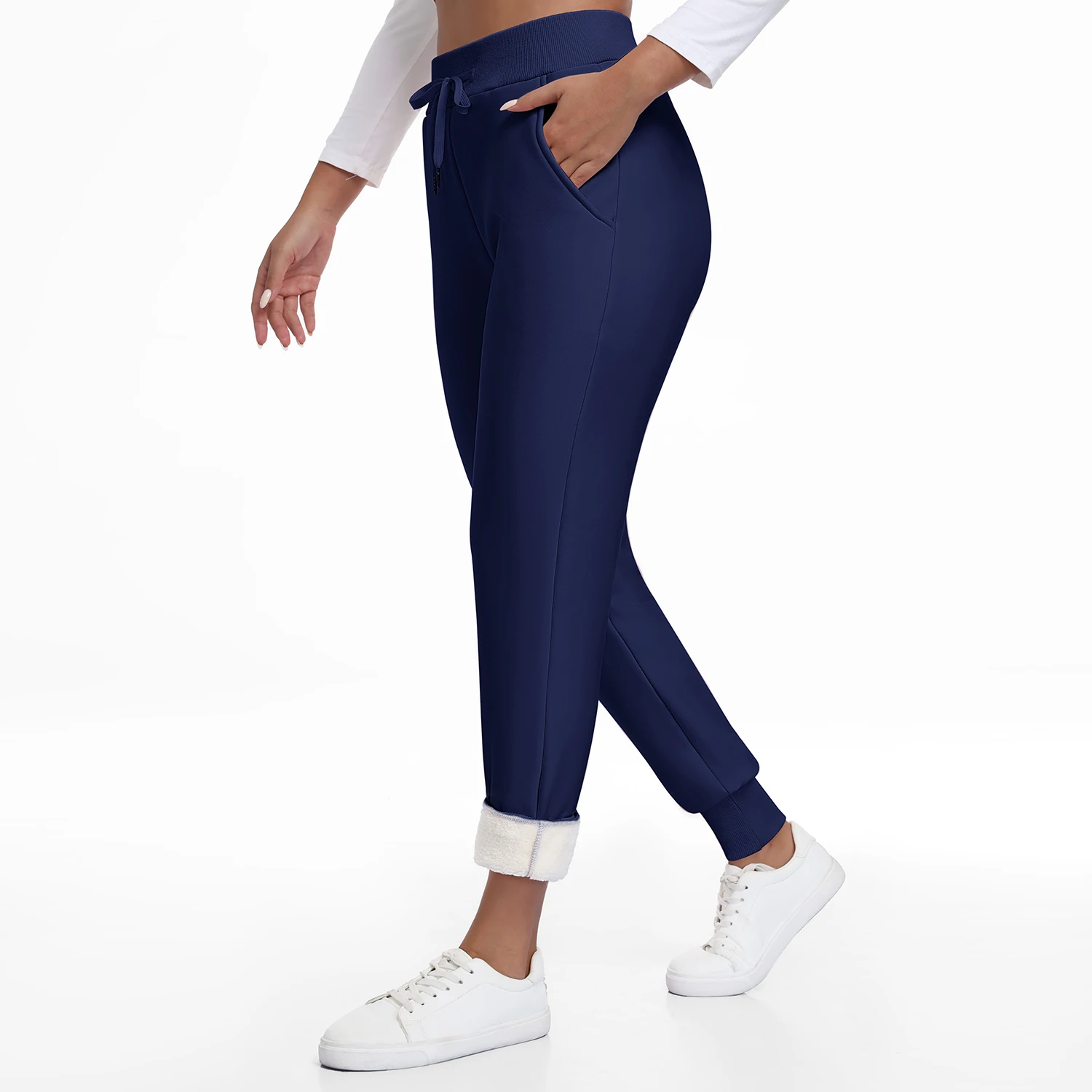  Women Velvet Pocket Sweatpants Fall Winter High Waist Women's Outdoor Comfort Thermal Trousers For Daily Casual Sporty Jogger