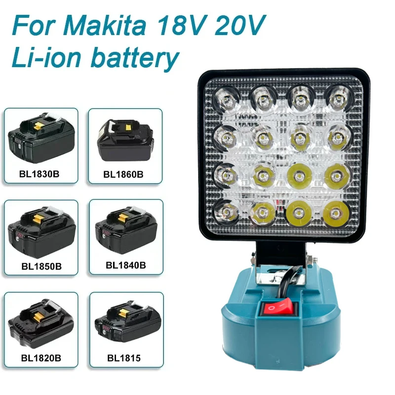 

Tool Light LED Working Light For Makita 14.4V/18V Li-on Battery BL1830 BL1430 Converter LED Lamp Camping（NO Battery）