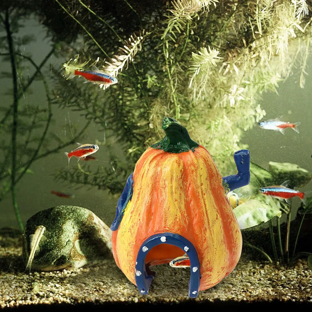 

3Pcs Halloween Fish Tank Pumpkin Aquarium Decor Resin Ornament Durable Festival Decoration Pumpkin Design Decoration