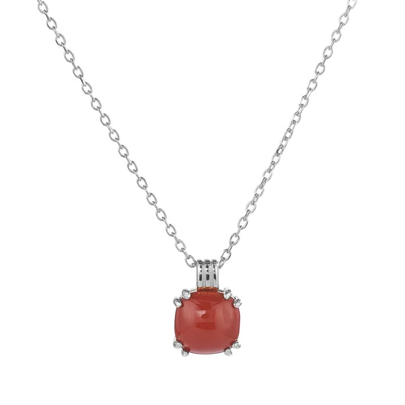 XL474 ZFSILVER 925 Sterling Silver Fashion Luxury Trendy South Red Agate Perfume Bottle Necklace For Women Wedding Girls Jewelry