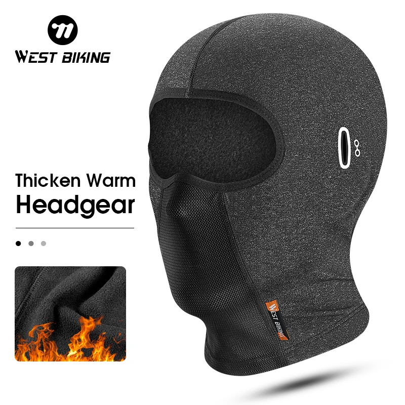 WEST BIKING Bike Winter Headwear Cycling Outdoor Sports Breathable Balaclava With Glasses Hole Bicycle Warm Camping Skiing Cap