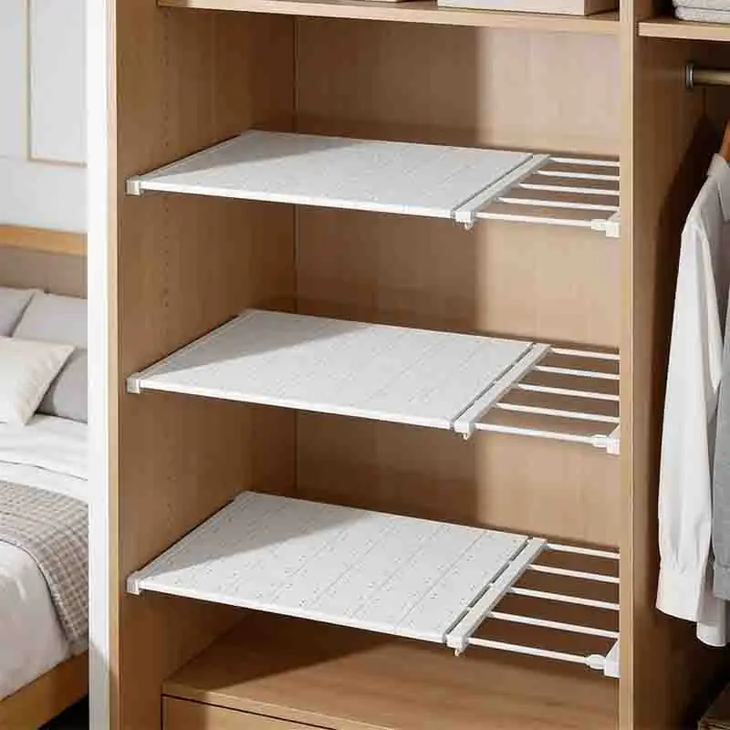 Schrank-Organizer Aufbewahrungsregal Küchenregal Badezimmer Platzsparendes Wandmontiertes Kleiderschrank-Dekorregal Schrankhalter Verstellbar