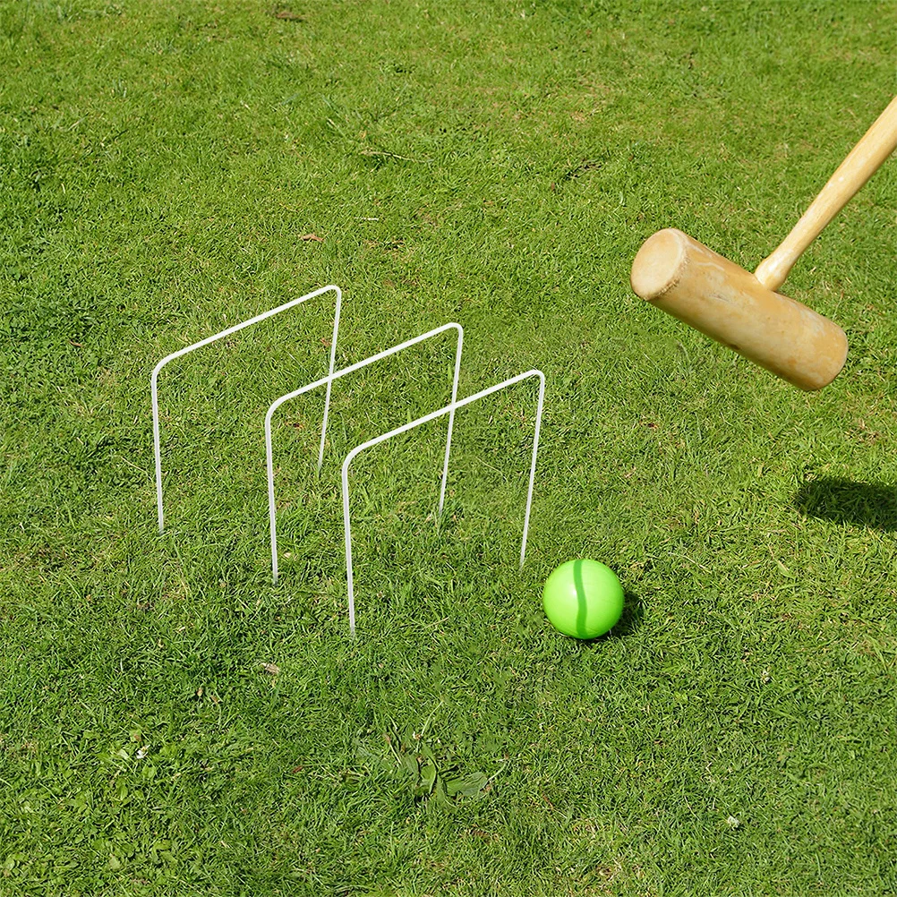Juego de velos de croquet de hierro, aros de Metal duraderos para césped, patio trasero, picos de suelo familiares al aire libre, estacas de repuesto de croquet, 8 Uds.
