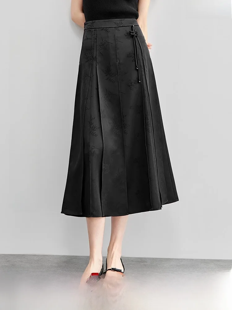 

New Chinese Sle Heavy Embroidery A-Line Skirt Women's Spring 2026 New Buttoned f-length Slimming Improved Tailed S...