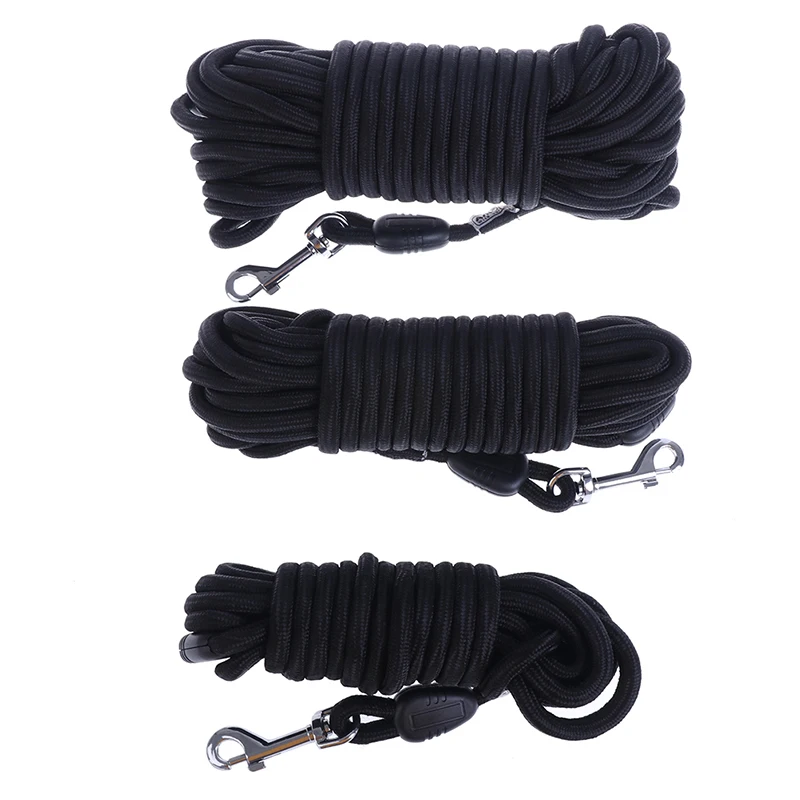 5M Black Nylon Dog Leash Long Tracking Round Rope Outdoor Walking Training Pet Lead Leashes For Medium Large Dogs