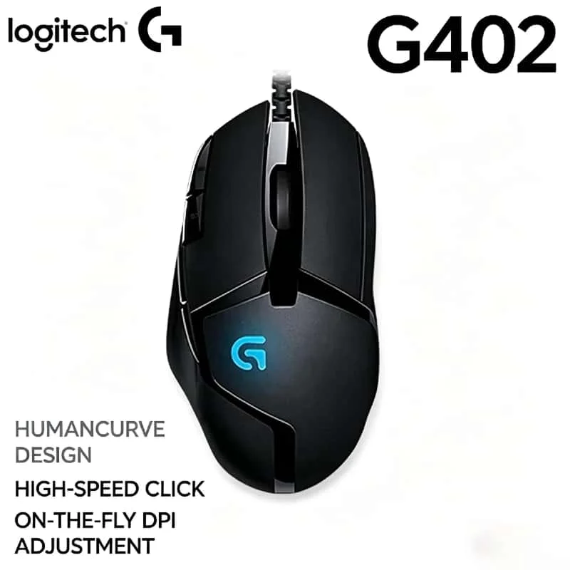 Logitech G402 Hyperion Fury Gaming Mouse Fusion Engine 400 IPS Tracking 8 Programmable Buttons Ultra Lightweight FPS MOBA