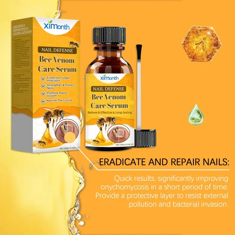 Bee Venom Onychomycosis Care Solution Nails Repairing Serum Nourishing Cracked Discolored Nails Essence Nail Treatment Liquid