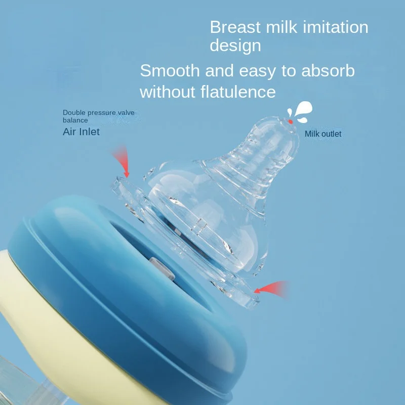 160/240/330ML Baby Bottles Feeding Bottle Baby Wide-caliber Milk Bottle with Straw Handle Newborn Baby Straw Bottle Accessory