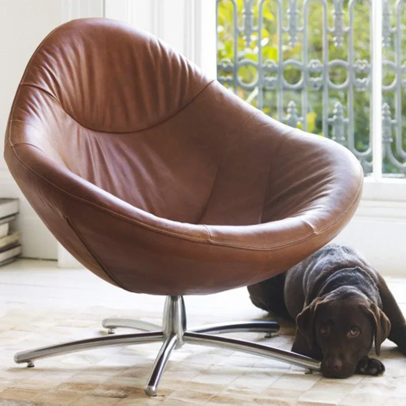 Sofa Chair Creative Swivel Chair Office Leather Vintage Art Designer Revolving Chaise