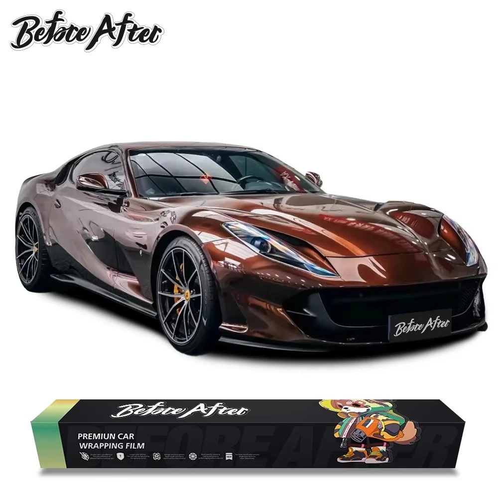 Factory Wholesale Car Warp Vinyl Pvc Vinyl PET Liquid Metal Pyrite Brown Car Wrapping Film Vinyl Wrap Rolls for Car