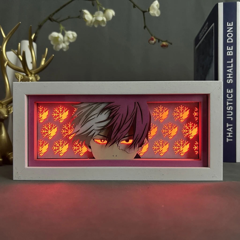 Imagem -02 - Anime Mood Light com Face de Olho Lâmpada Led para Decoração de Sala de Jogos Manga 3d Papercut my Hero Academia Shoto Todoroki Presentes de Aniversário