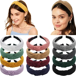 New Fashion Girls Knotted Knitted Headbands Women Solid Color Hair Band Simple Cross Knot Hairbands Headwear Hair Accessories