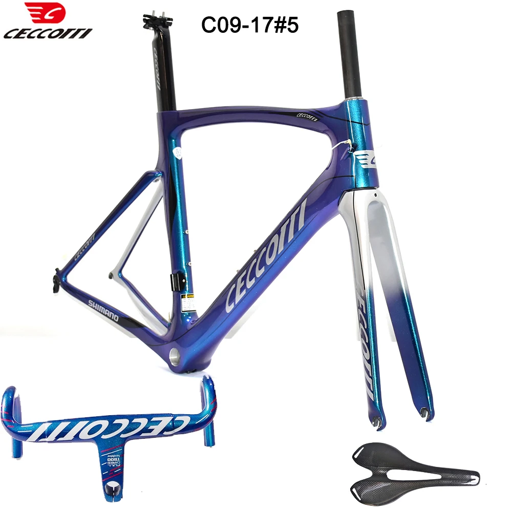 Ceccotti Brand RF09 700C V Brake Bike Frame 28mm tires Chameleon Color Carbon Frame BB68 thread Fit Shmano 105 Bicycle Frameset